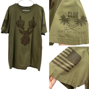 Grunt Style Club Bearded Angry Rudolf Army Green Military Graphic Tee Mens XXXL